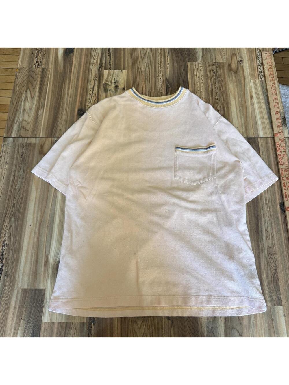 Faded Glory yellow & white pocket tee
